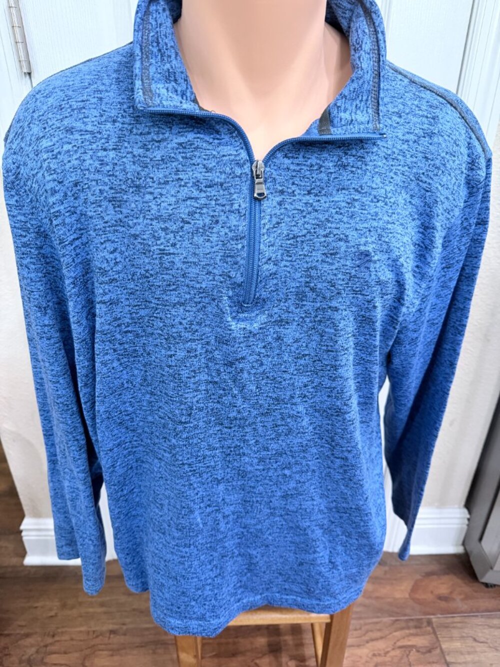 IZOD Advantage Performance Quarter Zip Pullover Mens L Blue Heather Stretch Golf